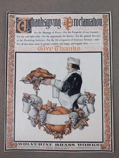 Vintage Wolverine Brass Works Grand Rapids Michigan Thanksgiving Poster 12" x 9"