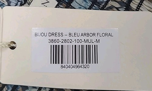New Doen Bijou Square Neck Long Sleeve Bleu Arbor Floral Dress Size Medium - Picture 7 of 9