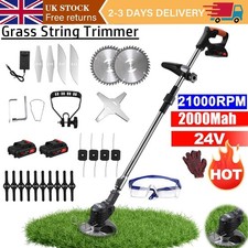 24V Cordless Strimmer Grass Trimmer Tree Cutter Garden Edger Electric 2 Battery