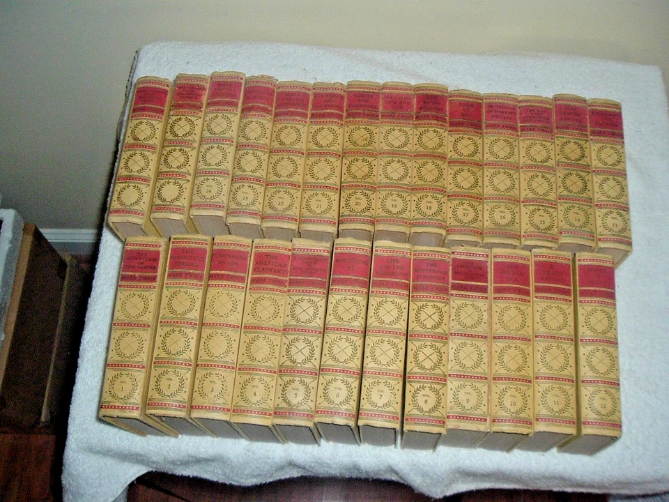 Complete Works of Mark Twain 24 Vol Set + 2 Vol AutoBiograply 1920's Tom Sawyer Foto 4 de 4