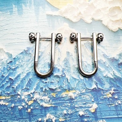925 Sterling Silver Skull Hoop Earrings Men Women Punk Gothic Jewelry