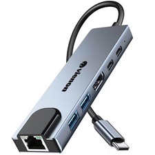 USB C Hub 6 in 1 Docking Station with HDMI Ethernet for MacBook
