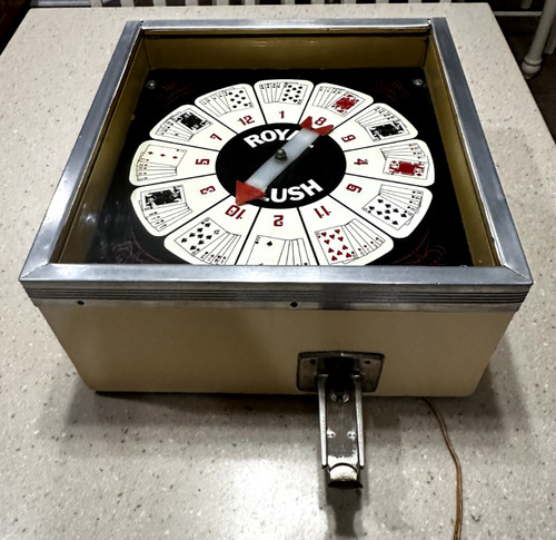 Vintage 1970s Table top trade simulator Poker Royal Flush game 5 cents works!