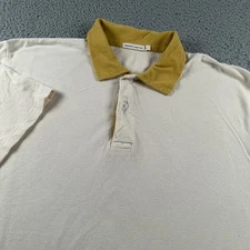 Industry Of All Nations Polo Mens L Natural Undyed Cotton Casual Contrast Collar