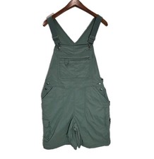 Duluth Trading Co Womens Nylon Heirloom Gardening Short Overalls Sz L Fir Green