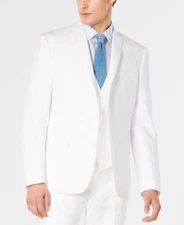 Bar Iii Mens Slim fit Suit Jacket Blazer 40 R White Solid Linen