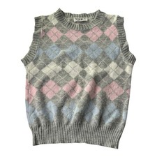 Hygrade Argyle Sweater Vest Womens Small Gray...