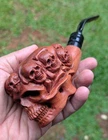Skull Skeleton Head Group Tobacco Smoking Pipe from Wood Hand Carved