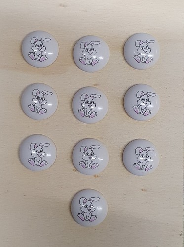 Round Childrens Printed Character Shank Buttons Bunny Rabbit Design 15mm - Picture 5 of 16