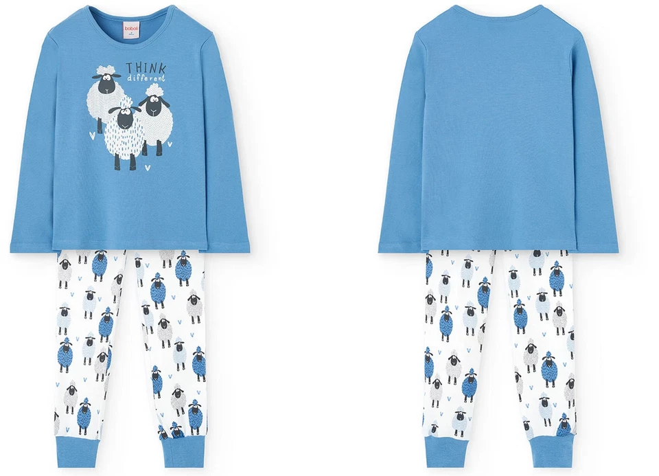 MAYORAL 929088 Boboli Mädchen Junge Schlafanzug Pyjama Schaf blau weiß NEU Gr. 116 - 170