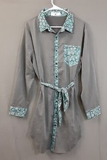 Crazy Train Woman's Shirt Dress Size XL Belted, Button up, Gray, Long Sleeve