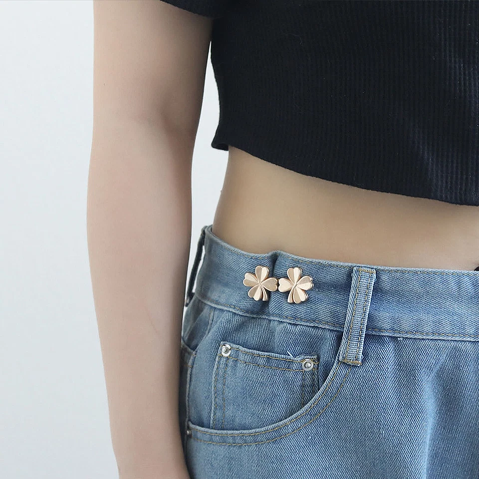 Flower Waist Buckle Metal Buckle Snap Fastener Adjustable Reusable Cute η - Image 2 of 4
