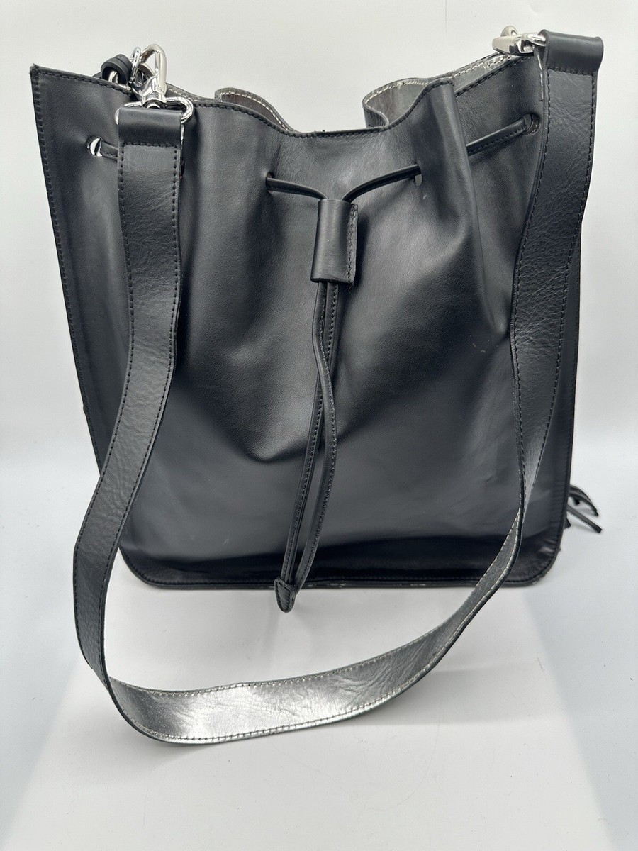 A. Bellucci Black Leather Drawstring Tassel Shoulder Handbag  display picture 3