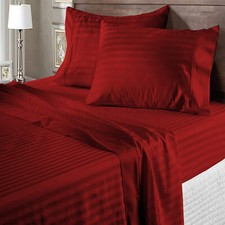 US Royal Bedding Linen 1000 TC 100 Cotton Burgundy Stripes Select Item