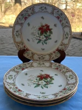 Set 4 Schumann Bavaria Dresden Christmas Flowers Poinsettia Dessert Salad Plates