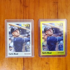 2024 Topps Archives RC #124 Curtis Mead Yellow Foilboard + Base Pair Rays Rookie