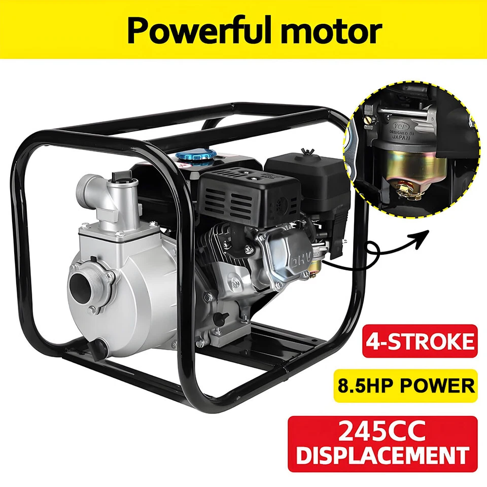 Fire Fighting Pump 2in Petrol Water Pump High Pressure 8.5HP Water Transfer Pump - image 3 of 4