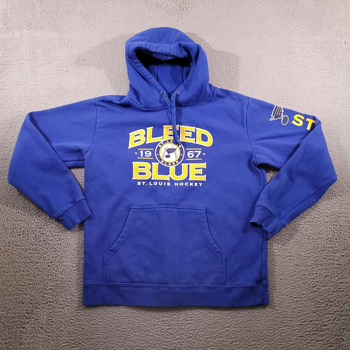 St Louis Blues Hoodie Mens Large Blue Bleed Blue Hockey Team Sports Logo  Sweater