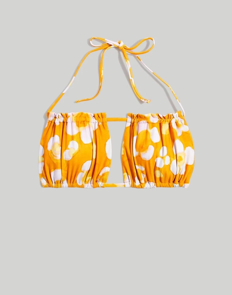 Top/parte inferior de bikini Madewell segunda onda con cuerdas acanaladas en acuarela floral Foto 2 de 4