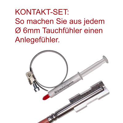 Anlegeset für Tauchfühler 6mm mit Wärmeleitpaste 3,5g und Spannband