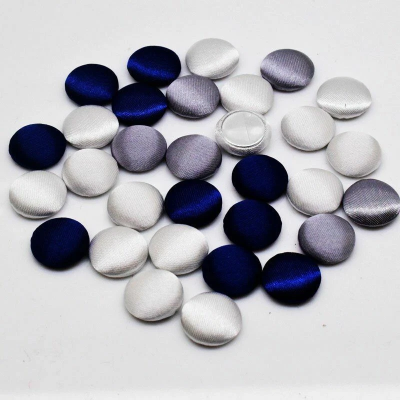 100pcs/lot Satin Fabric Covered Buttons 15mm Round Flat Backs Button Sewing Craf - Image 2 of 4