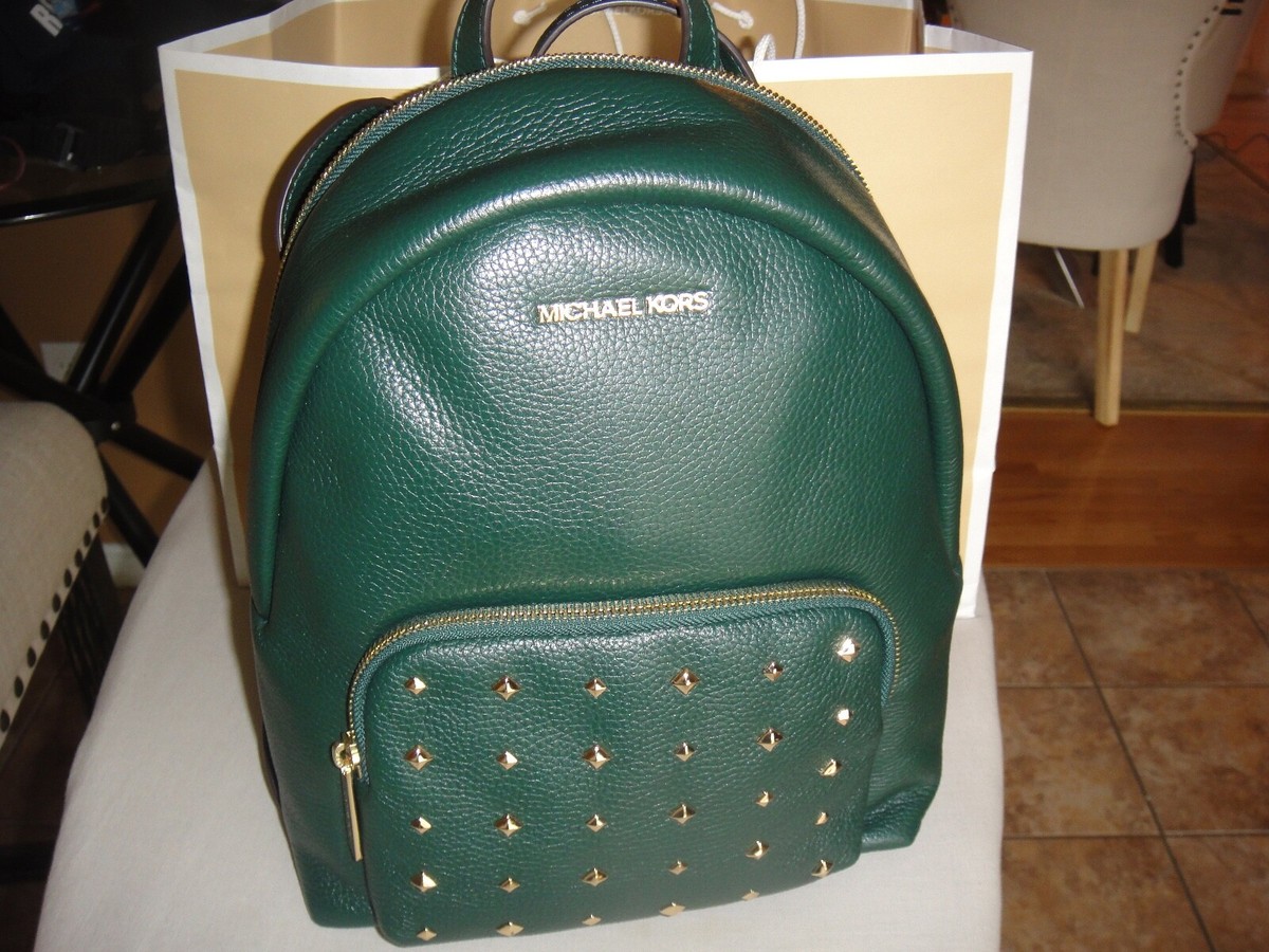 NEW Michael Kors Erin Medium Green Studded Leather Backpack  display picture 3