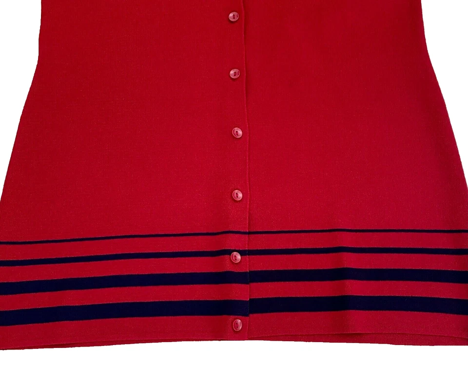 Cardigã Madison Studio Feminino Suéter Tamanho M Vermelho Preto Acabamento Manga Longa - Imagem 2 de 4