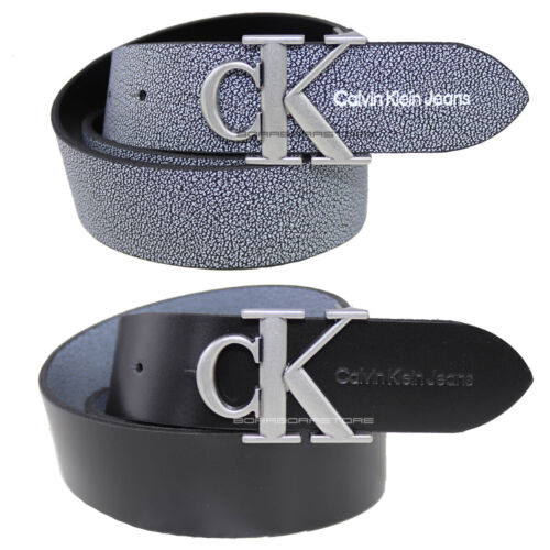 Calvin Klein Jeans Cintura Uomo mod. K50K508238 CK Nero / grigio reversibile - Foto 1 di 6