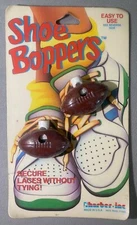 VINTAGE Shoe Boppers Brown Football Motif 1988 USA sealed lace locks!