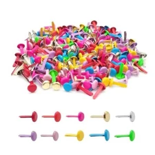 200pcs Split Pins Round Scrapbooking Brads 0.24x0.5" Craft DIY Supplies