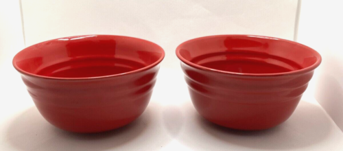 2 Rachael Ray Double Ridge H024 RED 6" Cereal Bowls Set of 2 One Has a Chip - 第 1/4 張圖片