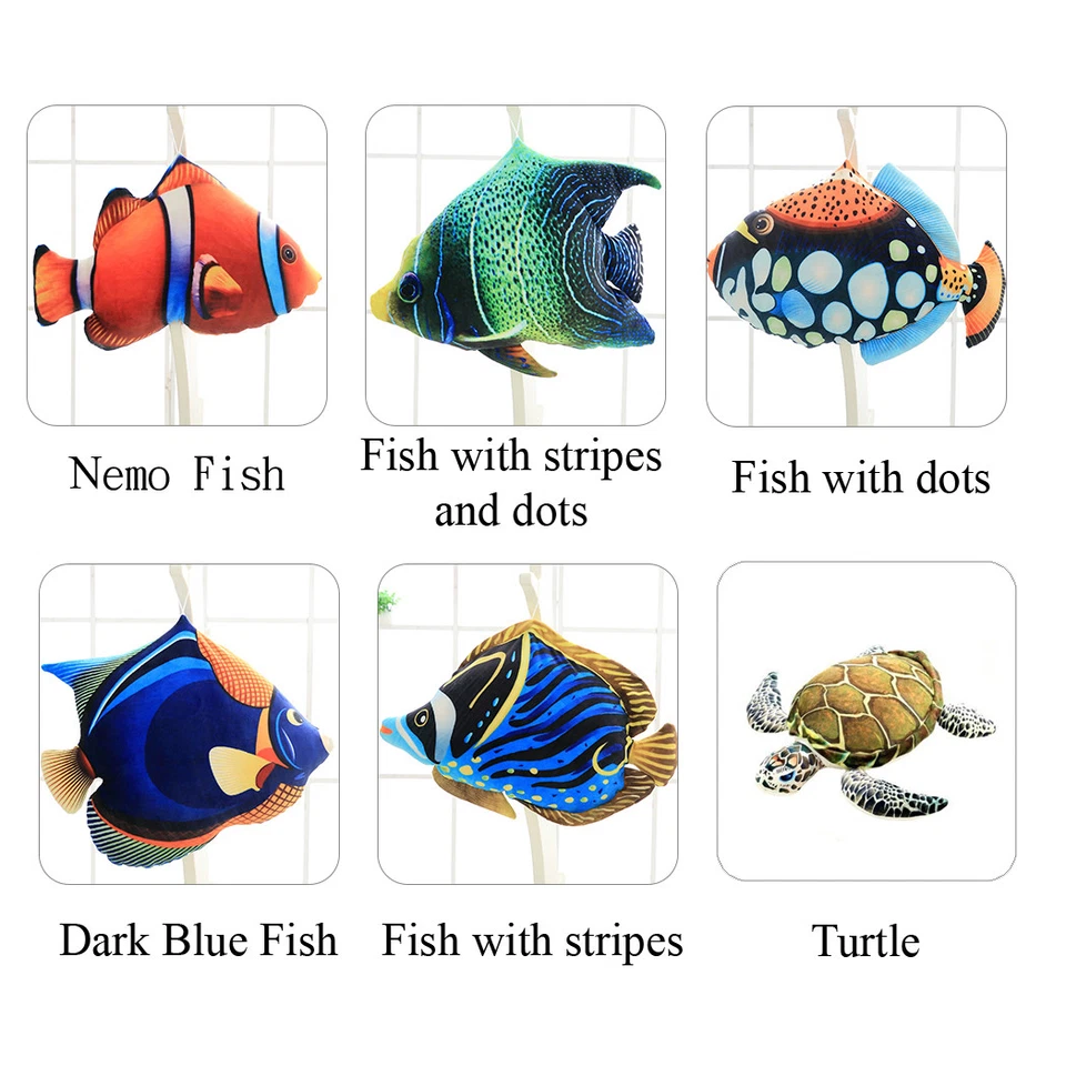 Design Creative Decorative Realistic 3D Fish Turtle Cushion Pillow Gift Soft Toy - Image 2 of 4
