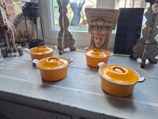 4 PETITES COCOTTES VINTAGES LE CREUSET 14 / ORANGE / FAIT TOUT / CUISSON / FONTE