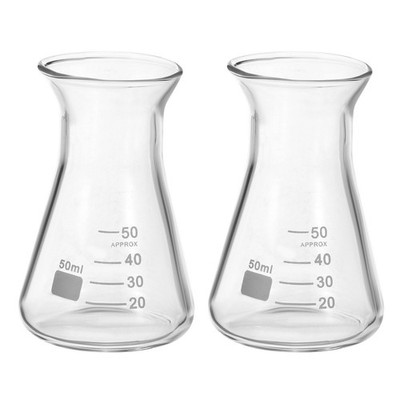 Erlenmeyer Flask, 2Pcs 50ml 2oz Narrow Mouth Graduated Flasks