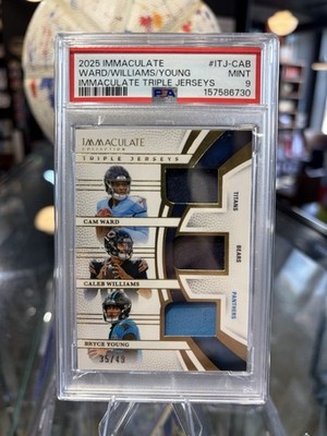 Panini 2025 Immaculate Triple Jerseys Caleb Williams Cam Ward Bryce Young 35/49