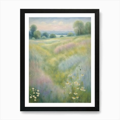 Wiese in Pastell Kunstdruck gerahmt Wandbild Poster Leinwanddruck Bild