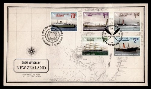 DR WHO 20012 NEW ZEALAND FDC GREAT VOYAGES SHIP COMBO $2.90 M79706