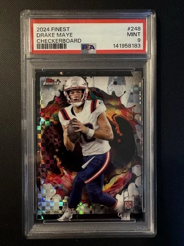 Drake Maye 2024 Topps Finest #248 RARE CHECKERBOARD REFRACTOR Rookie Card PSA 9!