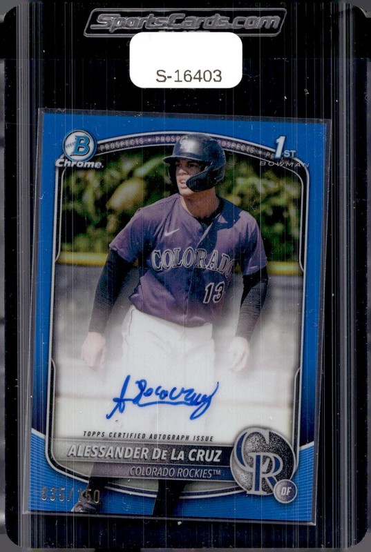 2025 Bowman Chrome #CPA-AD Alessander De La Cruz Prospect Auto Blue #/150