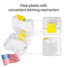 200pcs Dental Crown/Bridge Pillow Box with Membrane Storage Display Box Yellow