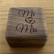 Engraved Mr Mrs Wooden Ring Box Wedding Ceremony Bearer Box Keepsake