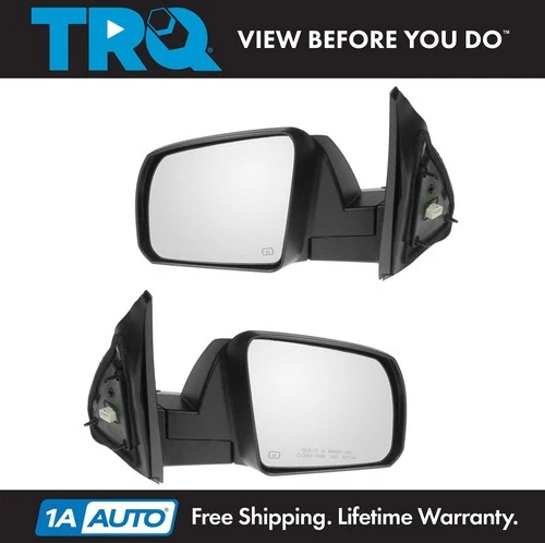 TRQ Power Heated Side View Mirrors w/ Smooth Caps Left/Right Pair Set for Tundra
