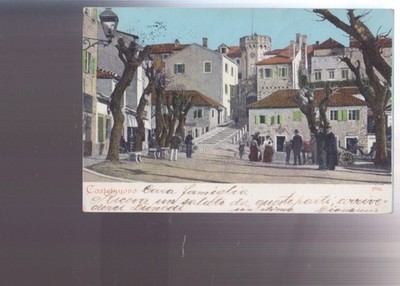 postcard CASTELNUOVO ZARA Croatia pier stock 1900 animated
