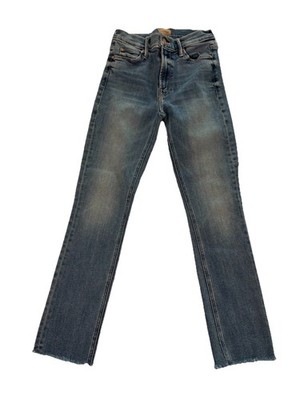 MOTHER Women s Blue Denim Mid Rise Slim Fit Ankle Fray Jeans Size 25 Dazzler 