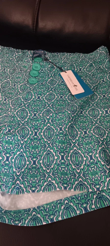 CARIBBEAN JOE синий зеленый кнопка спереди тянуть на пляжный прибрежный свободного короткие SZ M - Изображение 3 из 4