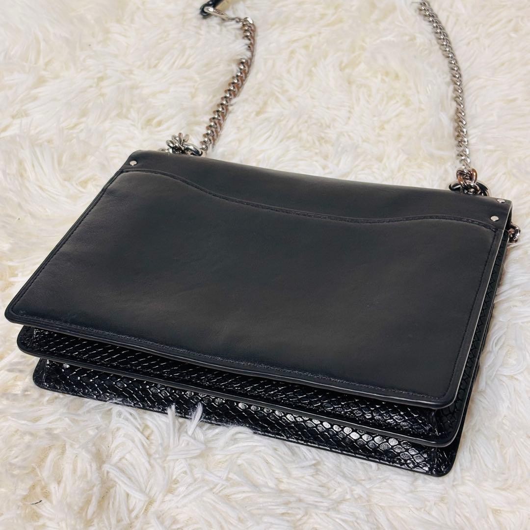 COACH Crossbody Bag Python Signature Leather Blac… - image 2