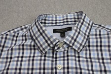 Banana Republic Shirt Mens Large Plaid 100 Cotton Slim Fit Non-Iron Button Up