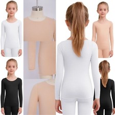 Girls Tops Solid Color Underwear Base Layer Shirts Round Neck Soft Ballet Dance