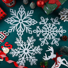 12 Inch Glitter Snowflake Ornaments - Large Plastic White Snowflakes for Indo...
