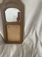 Vintage Mirror & Corkboard Retro Faux Wood Message Center 10x20